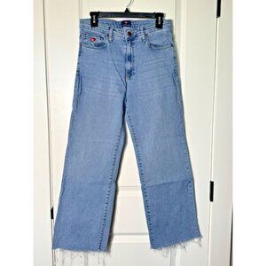 Amarisa‎ Jeans Michelle Mid Rise Straight Crop Light Wash Frayed Hem Size 29